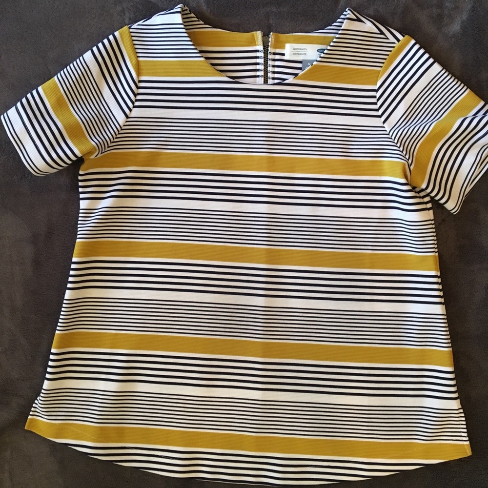 MATERNITY Striped yellow and navy Maternity Top